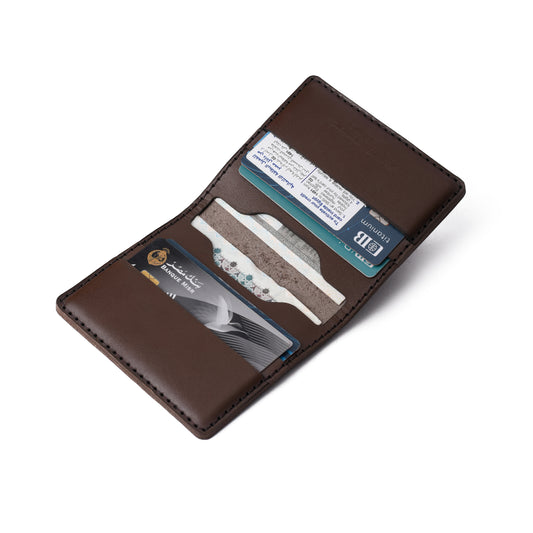 Bifold brown leather card holder