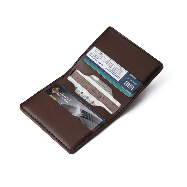 Bifold brown leather card holder