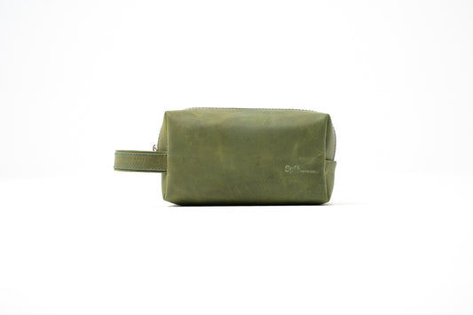 Olive Green Cupola Leather Travel Pouch