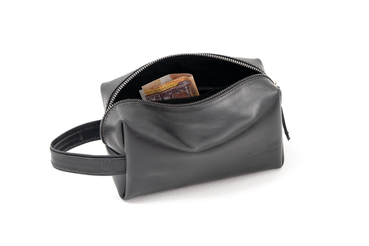 Black Cupola Leather Travel Pouch