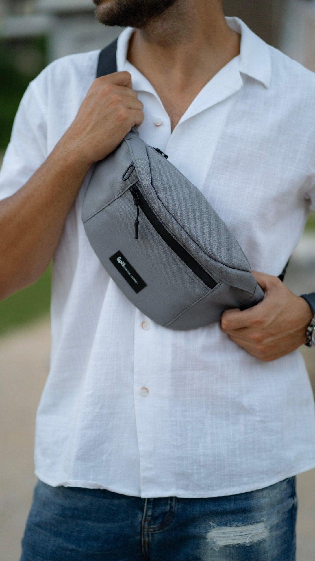 waist bag 3 - grey - on chest